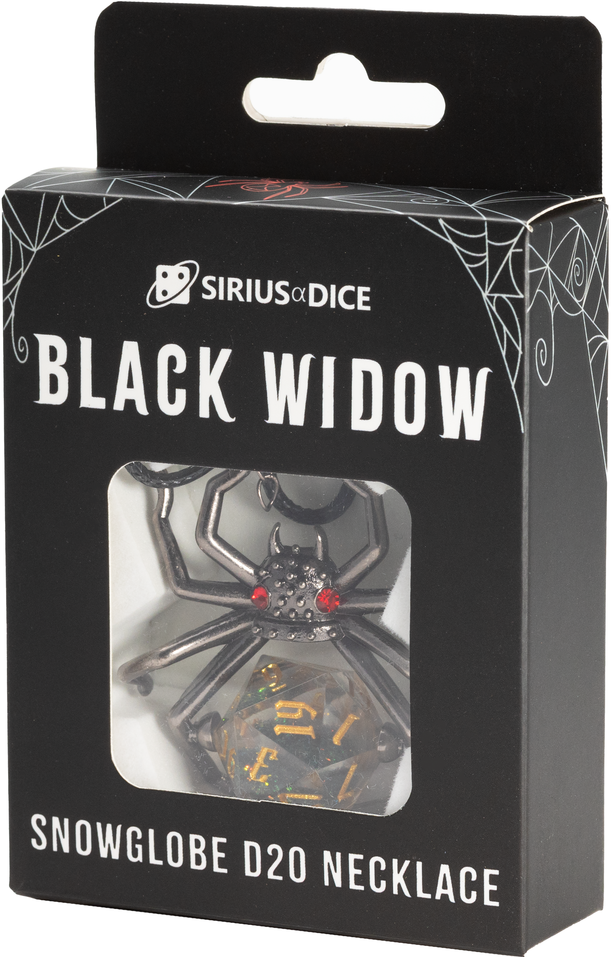 Black Widow Snowglobe D20 Necklace